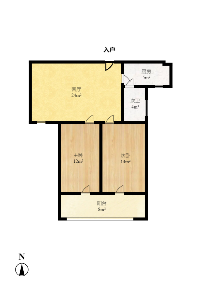 新诚小区  2室1厅1卫   1800.00元/月户型图