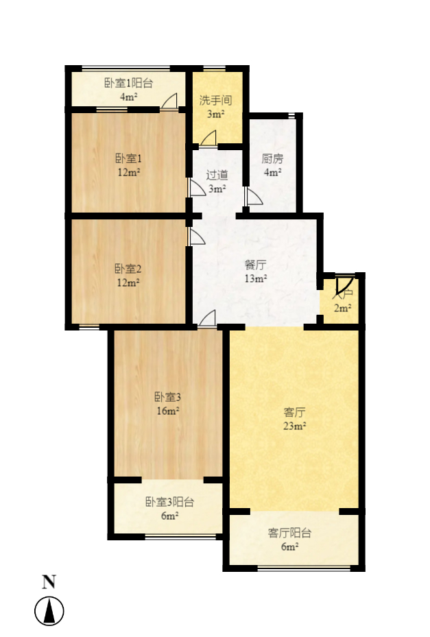 省地税局  3室2厅2卫   1800.00元/月户型图