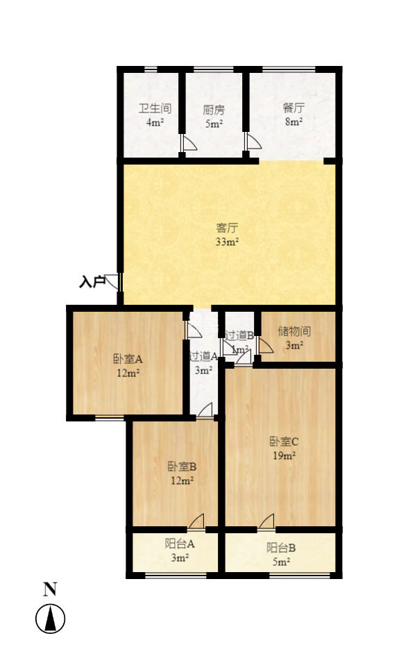 姚正街商住楼  3室2厅1卫   95.00万