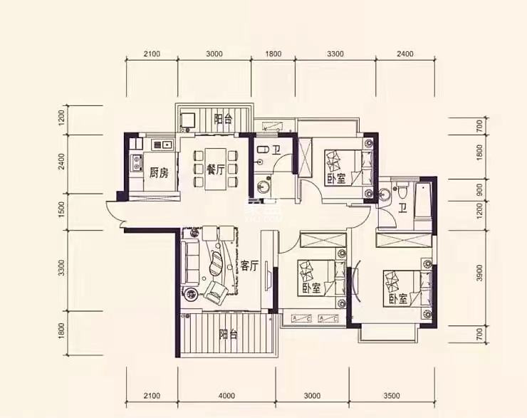 时代新城（翰林府）  3室2厅2卫    63.8万