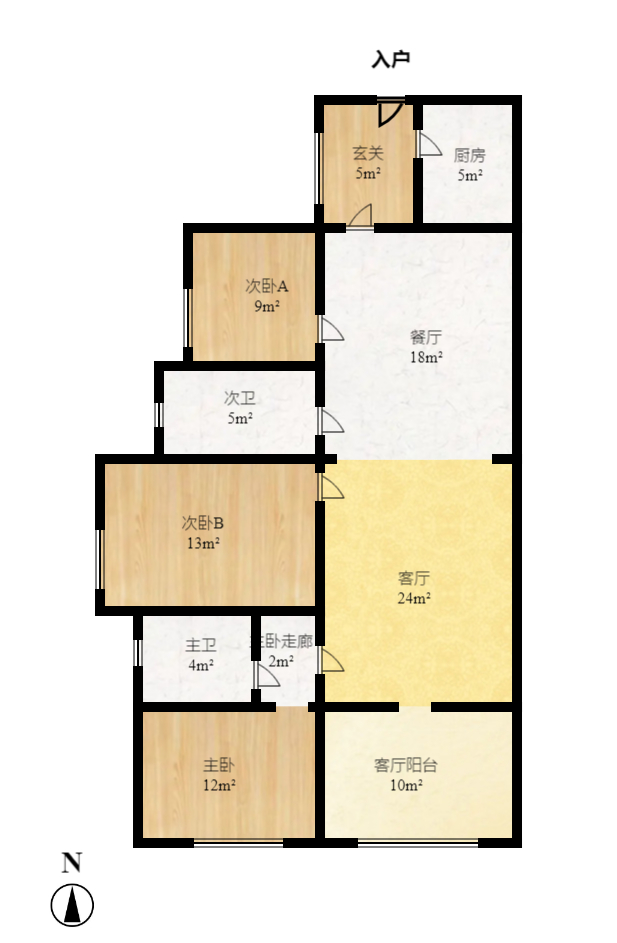 九峰远见  3室2厅1卫   128.00万室内图1
