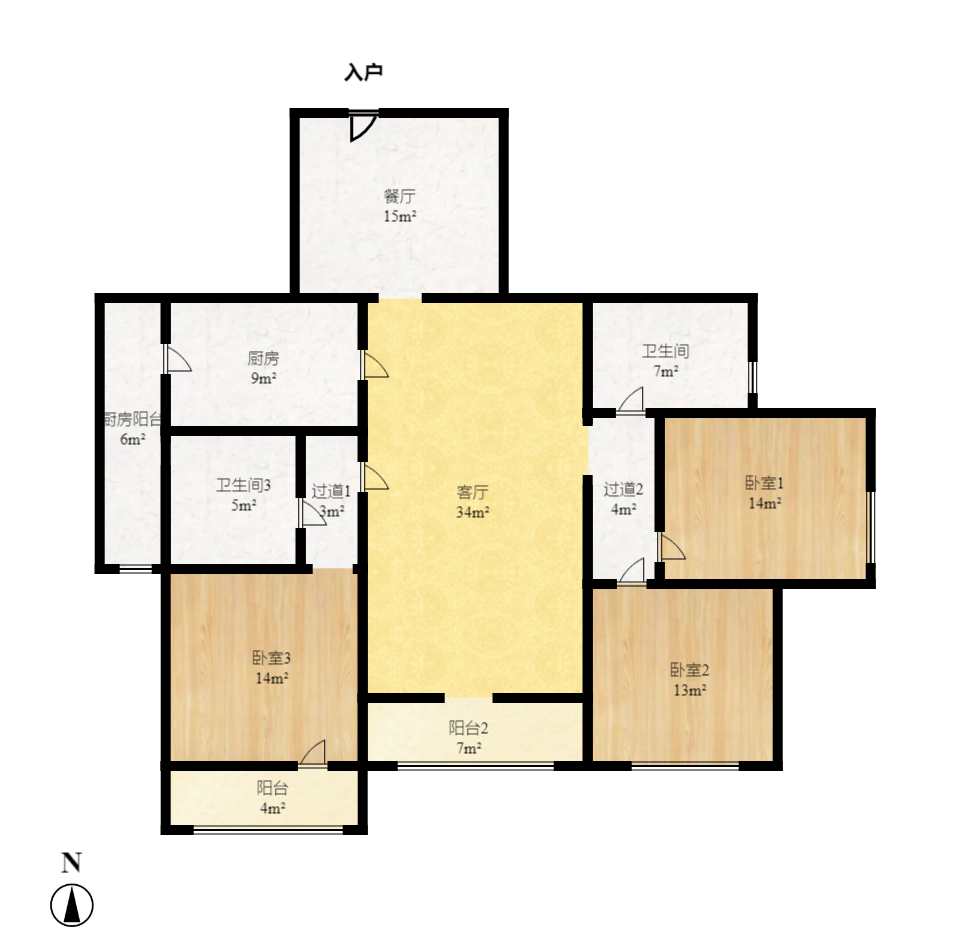 湘江世纪城贯江苑 3室2厅2卫 110.0万 湘江世纪城贯江苑 3室2厅2卫 110.0万户型图