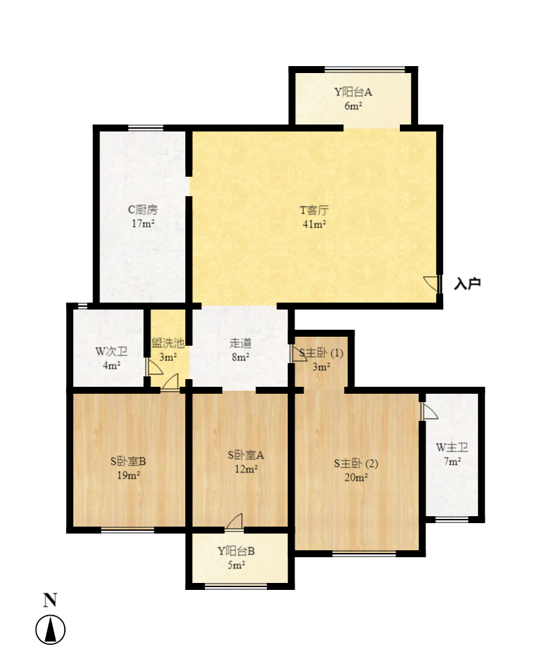 中城丽景香山园 3室2厅1卫 2200.0元/月 中城丽景香山园 3室2厅1卫 2200.0元/月户型图