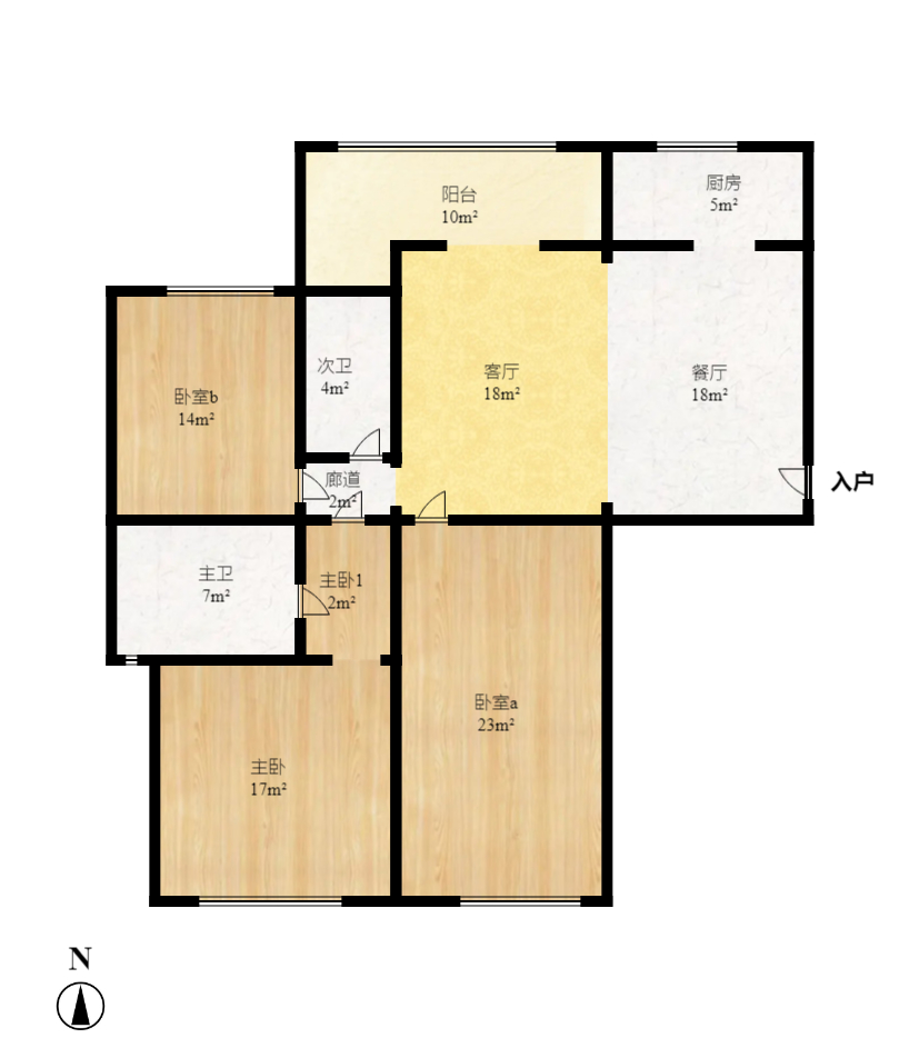 麓山润城  3室2厅2卫   3500.00元/月户型图