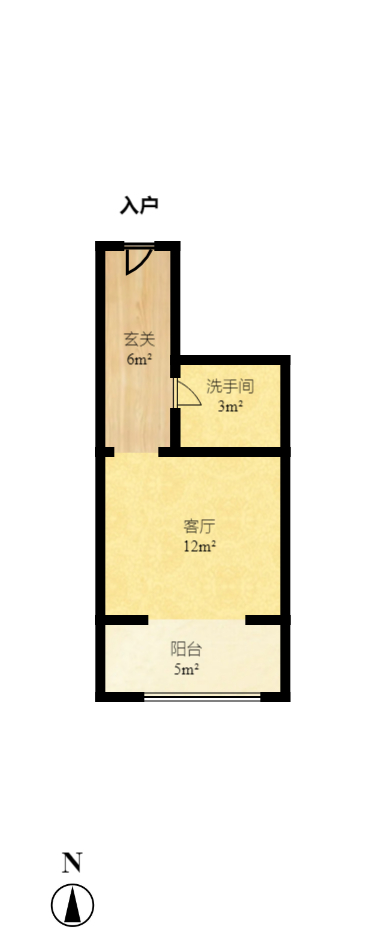 达美D6区 1室1厅1卫 1500.0元/月 达美D6区 1室1厅1卫 1500.0元/月户型图