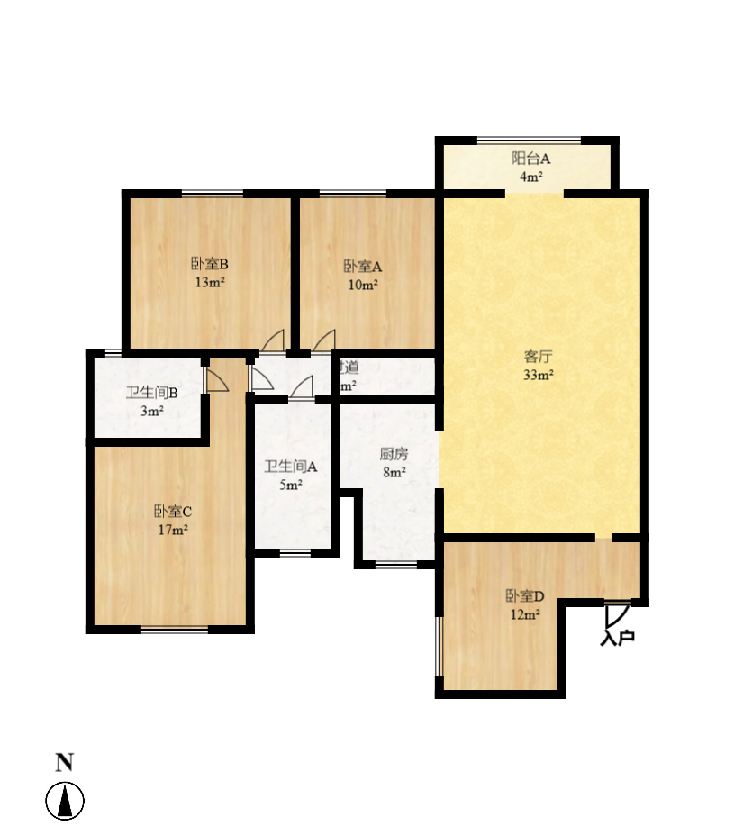 银盘鑫城  4室2厅2卫    1600.0元/月 银盘鑫城  4室2厅2卫    1600.0元/月户型图