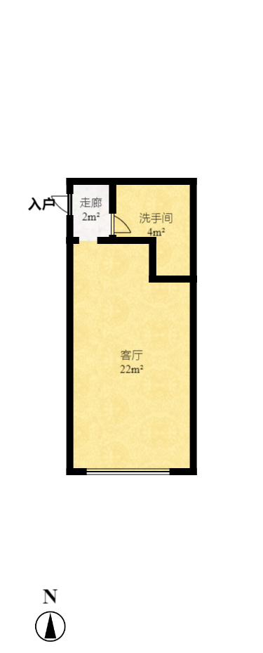 云集国际  1室1厅1卫   1100.00元/月户型图