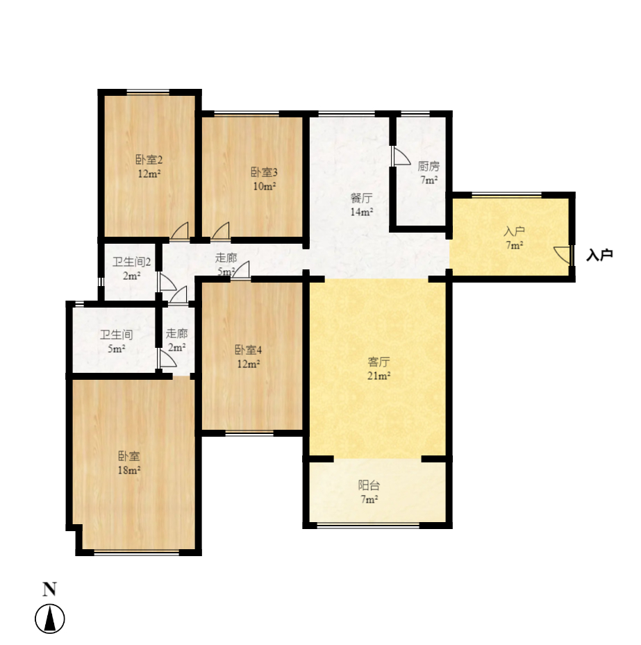 康桥长郡 4室2厅2卫 2600.0元/月 康桥长郡 4室2厅2卫 2600.0元/月户型图
