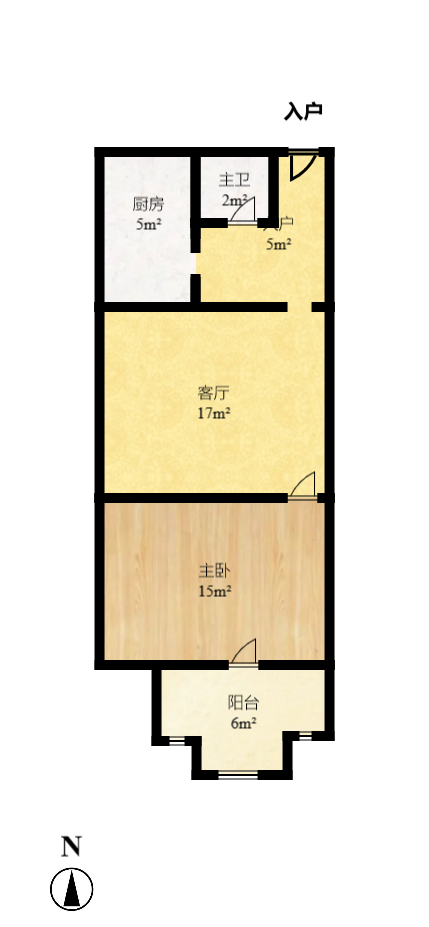 马王堆商贸城  1室2厅1卫   1300.00元/月户型图