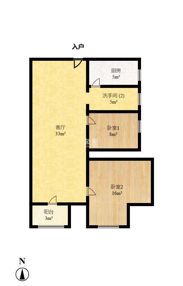 银轩铭誉(四海怡家) 2室1厅1卫 2700.0元/月 银轩铭誉(四海怡家) 2室1厅1卫 2700.0元/月户型图