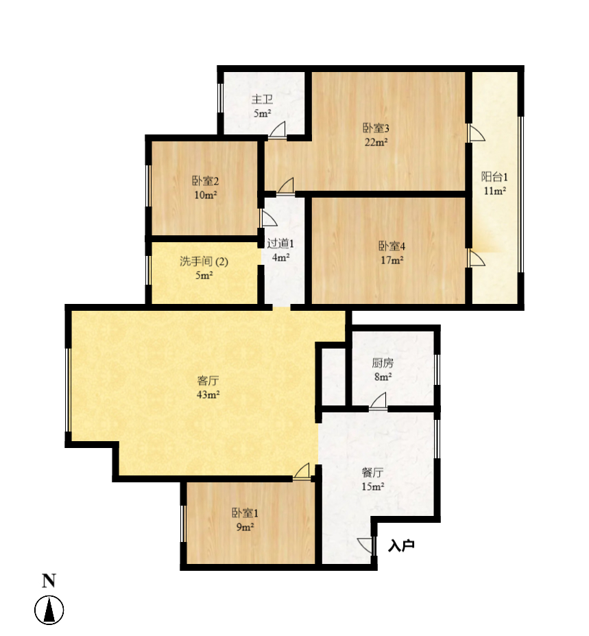 福乐名园  3室2厅2卫   3200.00元/月室内图1