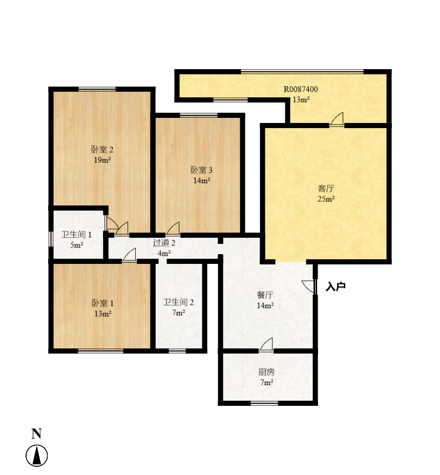 英祥春天  1室1厅1卫    1500.0元/月户型图