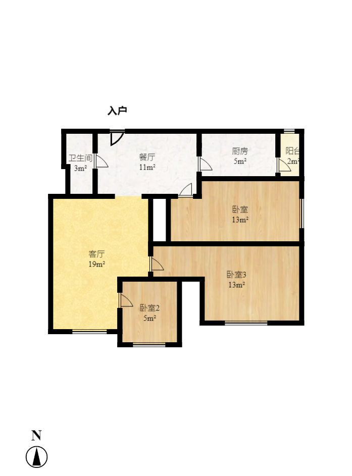 未来蜂巢  3室1厅1卫    1500.0元/月 未来蜂巢  3室1厅1卫    1500.0元/月户型图