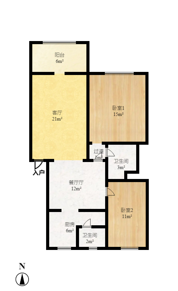 富湘园  2室2厅2卫   81.00万室内图1