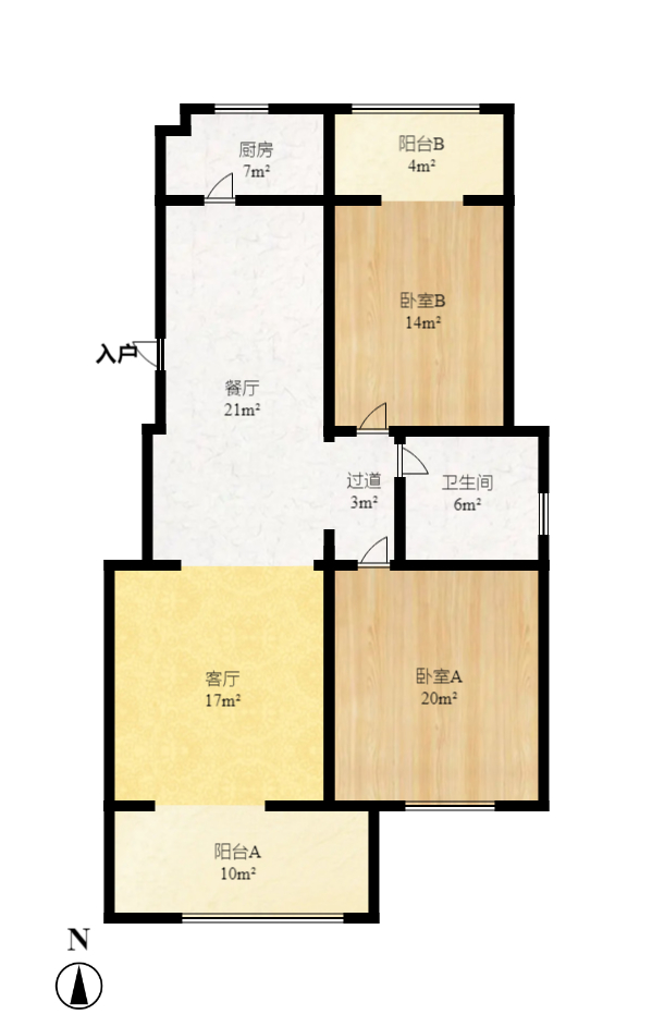 学府华庭  2室2厅1卫   82.00万室内图1