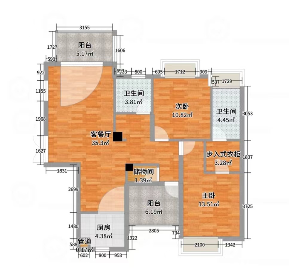 湖景名城  3室2厅1卫   62.00万