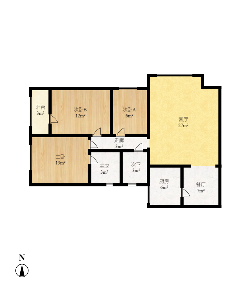 天和华城 3室2厅2卫 2000.0元/月 天和华城 3室2厅2卫 2000.0元/月户型图