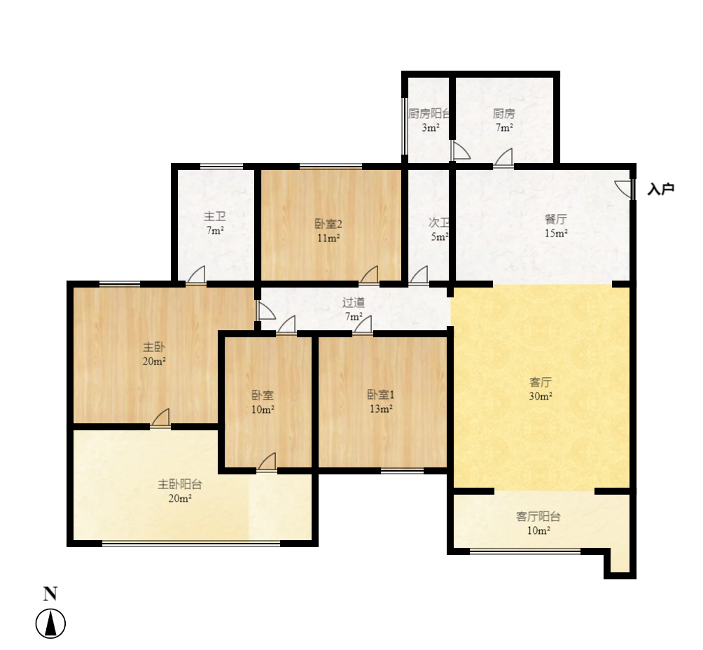 芙蓉苑  4室2厅2卫    2200.0元/月户型图