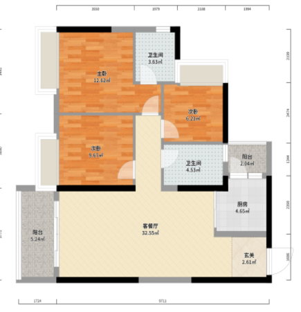 蓝溪谷 3室2厅2卫 72.0万 蓝溪谷 3室2厅2卫 72.0万室内图