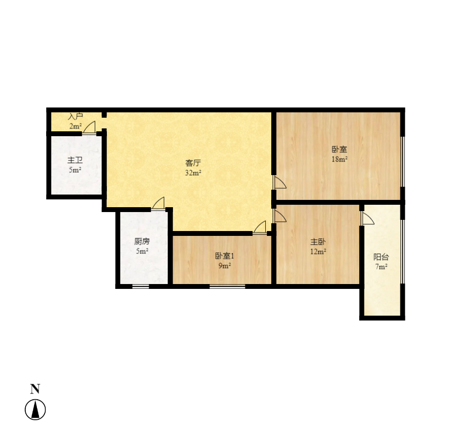 建工集团单位房  1室2厅2卫   3100.00元/月户型图