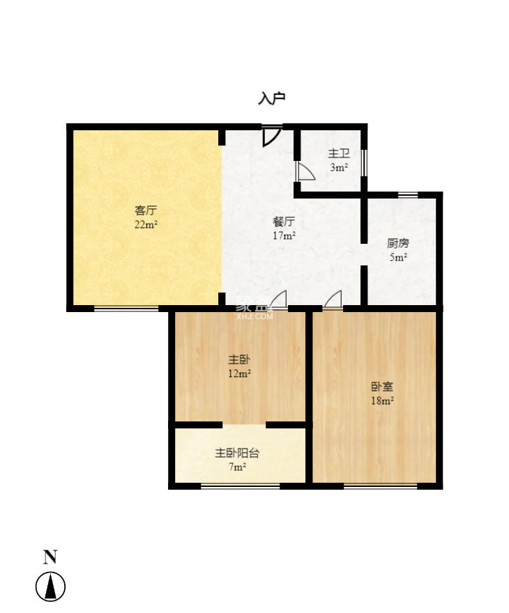 浏阳河畔家园  2室2厅1卫    2400.0元/月户型图