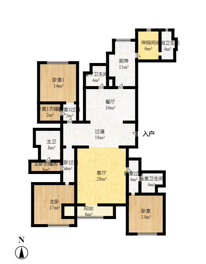 万达公馆  3室2厅4卫    8000.0元/月户型图