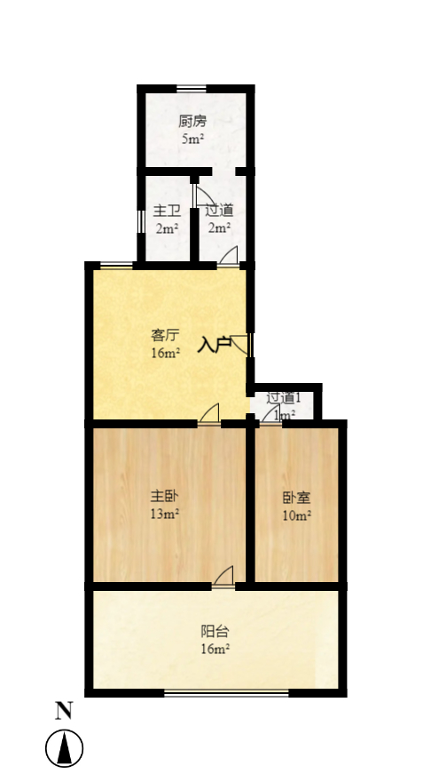 金属回收公司宿舍 2室2厅1卫 1650.0元/月 金属回收公司宿舍 2室2厅1卫 1650.0元/月户型图