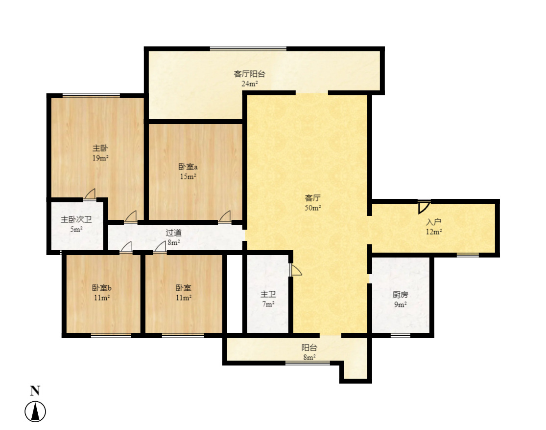 世景华庭 4室2厅1卫 2200.0元/月 世景华庭 4室2厅1卫 2200.0元/月户型图
