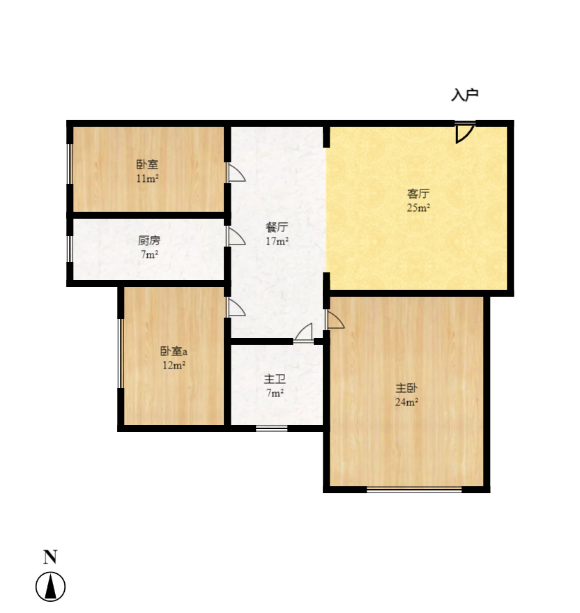 月亮湾草莓街区一、二期 4室2厅1卫 2400.0元/月 月亮湾草莓街区一、二期 4室2厅1卫 2400.0元/月户型图