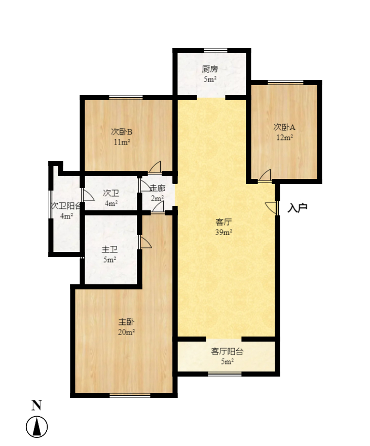 长盛岚庭  3室2厅2卫    3500.0元/月户型图