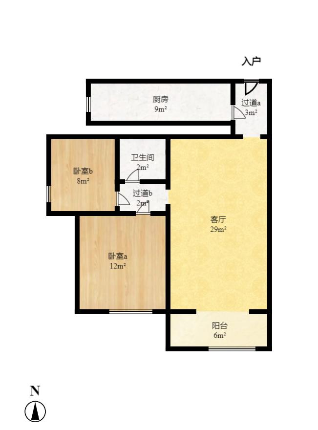 弘欣公寓  2室2厅1卫   56.00万室内图1