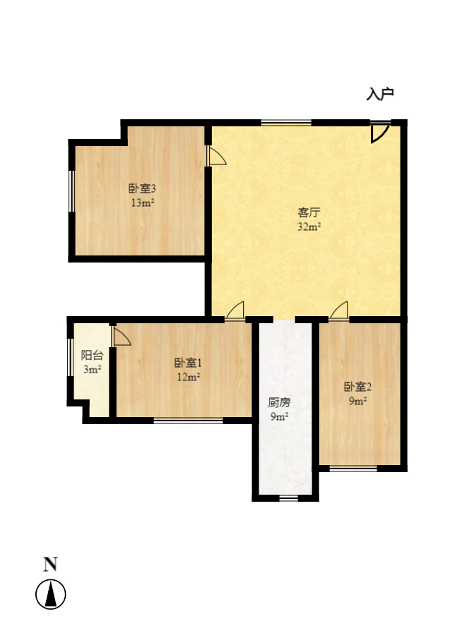 万博汇  3室1厅1卫   218.00万室内图1