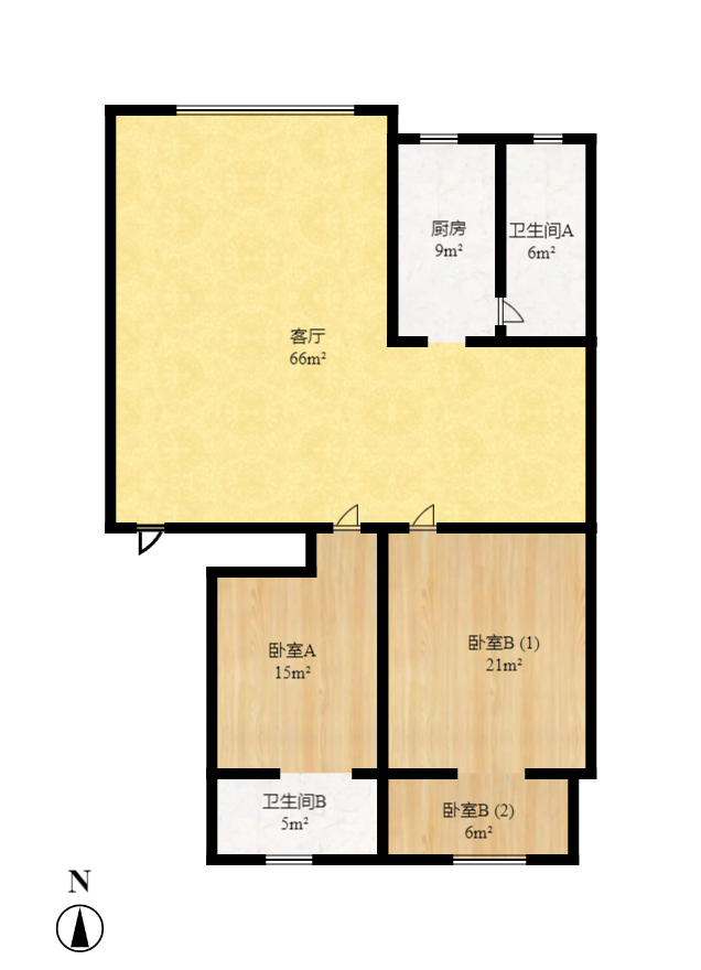 天心区政府机关宿舍  2室2厅2卫   95.00万室内图1