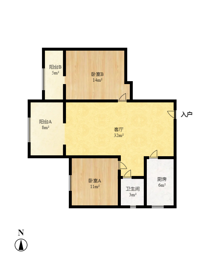 紫晶城  2室2厅1卫   53.80万室内图1