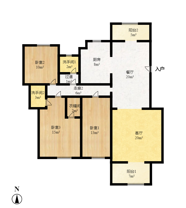湘翰御舍  3室2厅2卫   120.00万室内图1