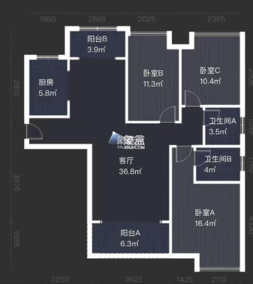 山水豪庭  3室2厅2卫   85.00万