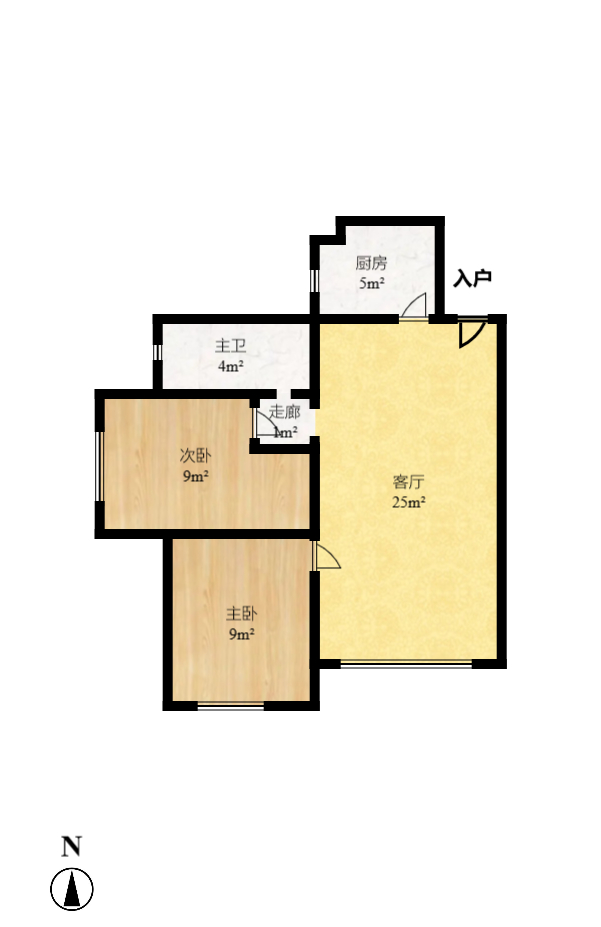 泊林晶城  2室2厅1卫   1600.00元/月室内图1