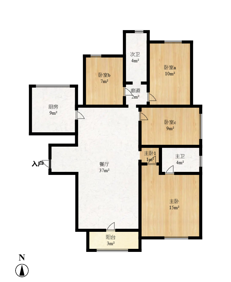 保利麓谷林语D区  4室2厅1卫   3400.00元/月户型图
