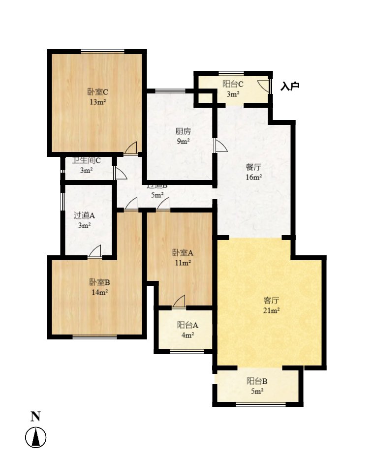 翡翠云天 3室2厅2卫 2000.0元/月 翡翠云天 3室2厅2卫 2000.0元/月户型图