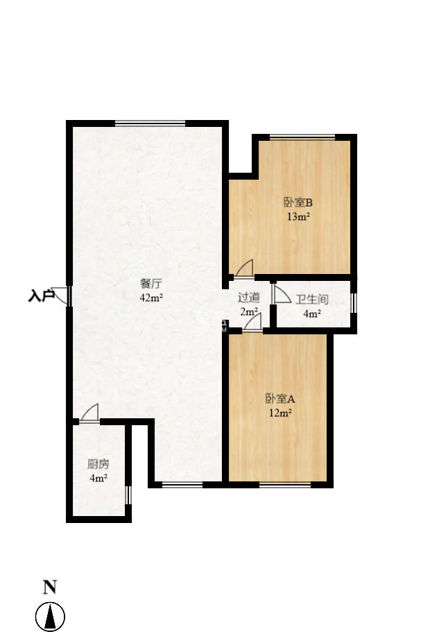 中天瑞景  2室2厅1卫   68.00万