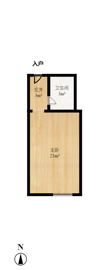 佳兴国际汇  1室1厅1卫    1400.0元/月户型图