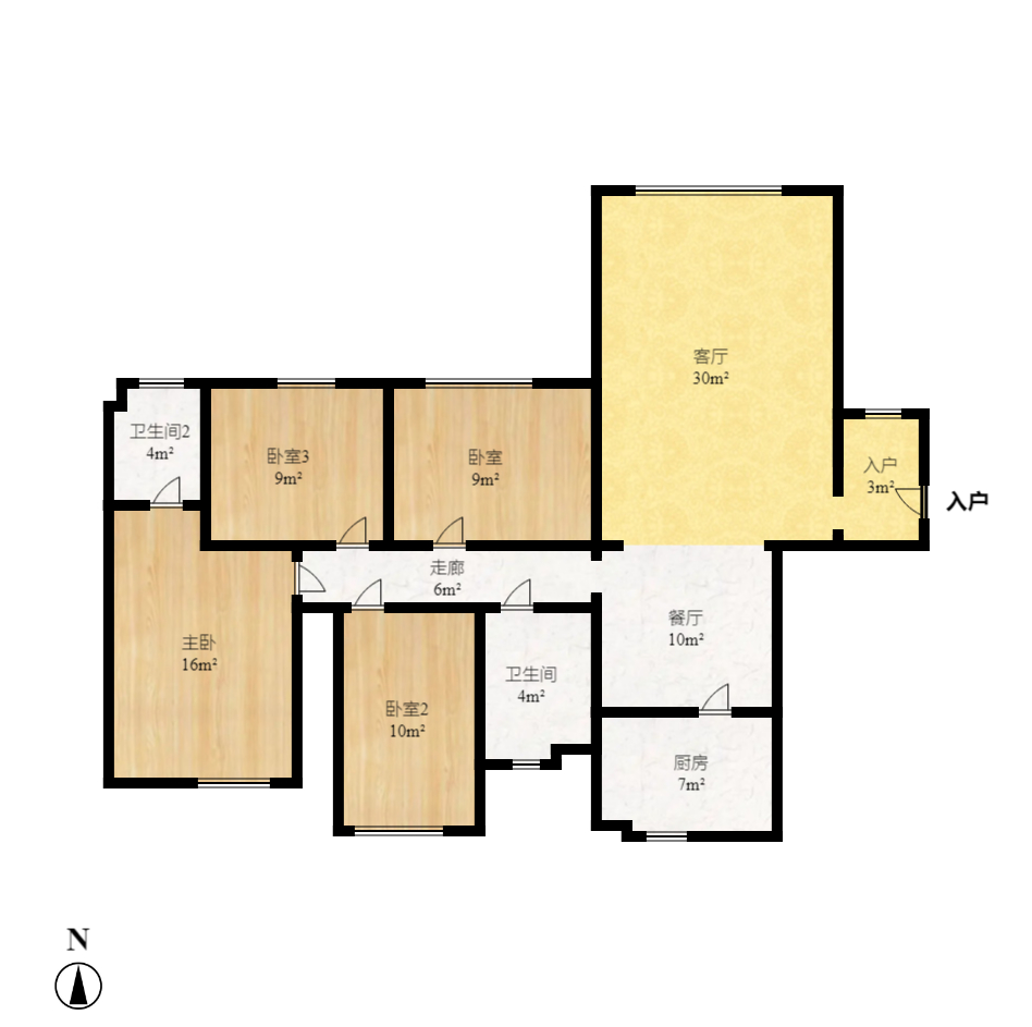 辉煌国际城二期 4室2厅2卫 2700.0元/月 辉煌国际城二期 4室2厅2卫 2700.0元/月户型图