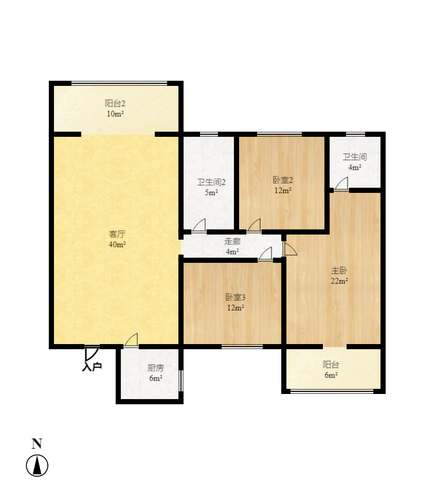 星城国际  3室2厅2卫    74.5万室内图1