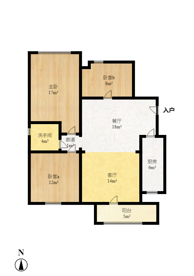桔洲新苑(桔洲印象) 3室2厅1卫 2000.0元/月 桔洲新苑(桔洲印象) 3室2厅1卫 2000.0元/月户型图
