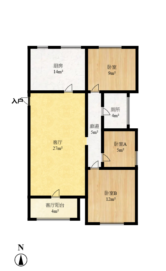 洋湖时代  3室2厅1卫   82.00万室内图1