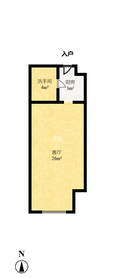 梅溪国际公寓（步步高新天地）  1室1厅1卫   2400.00元/月户型图