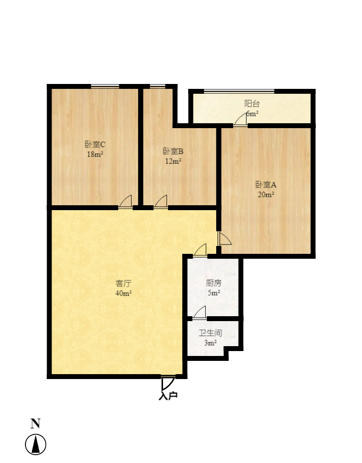 添景阁 1室2厅1卫 1500.0元/月 添景阁 1室2厅1卫 1500.0元/月户型图