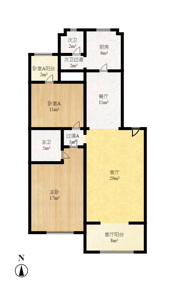 广厦新苑  2室2厅2卫   70.00万室内图1