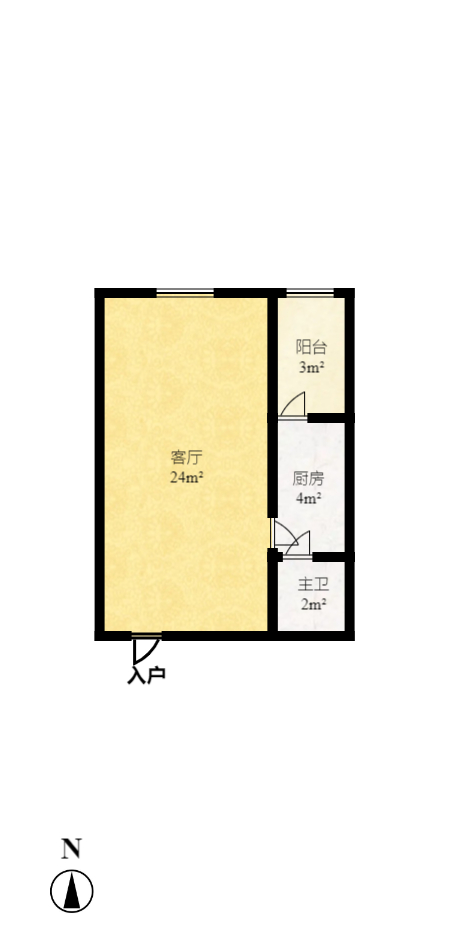 圆梦康乐城  1室1厅1卫   1400.00元/月户型图
