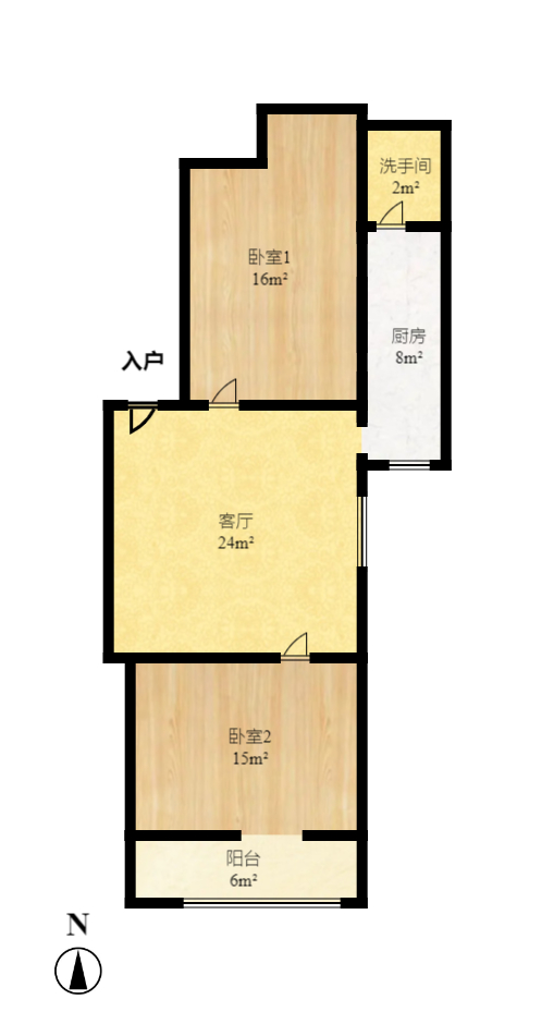 枫丹雅苑（天辰枫丹白露）  2室1厅1卫    2800.0元/月户型图
